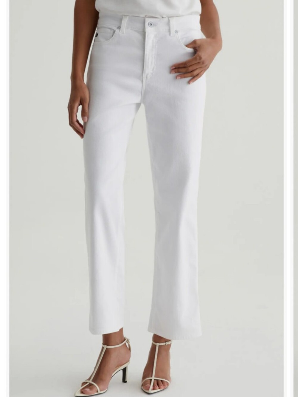 AG Brinley Mid-rise Straight Leg Jeans Gallery White Women's Size 27 - Picture 2 of 13